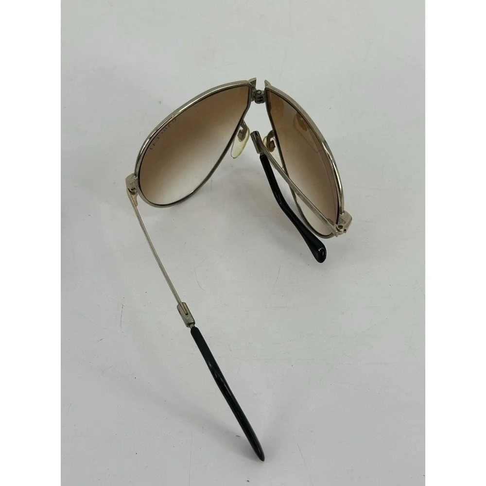 Vintage Folding Aviator Sunglasses W/ Brown Gradient & Case Barclay READ
